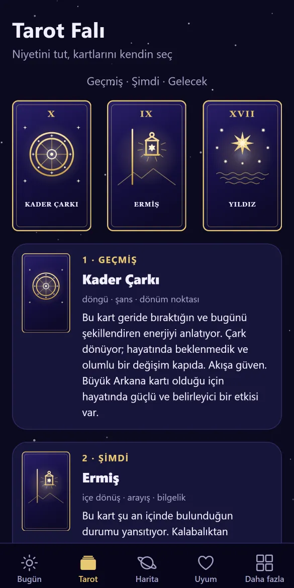 Riduna uygulaması: Tarot